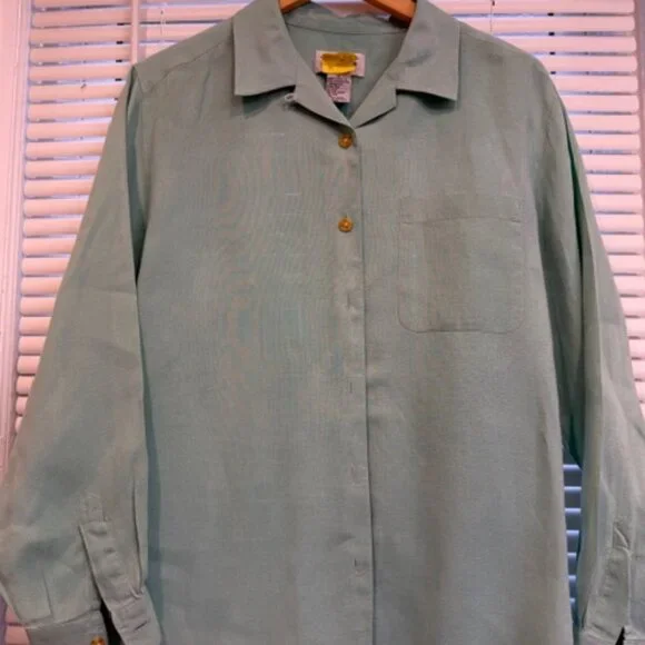 Talbots Linen Button Down Shirt Size 14 Used - Picture 4 of 14